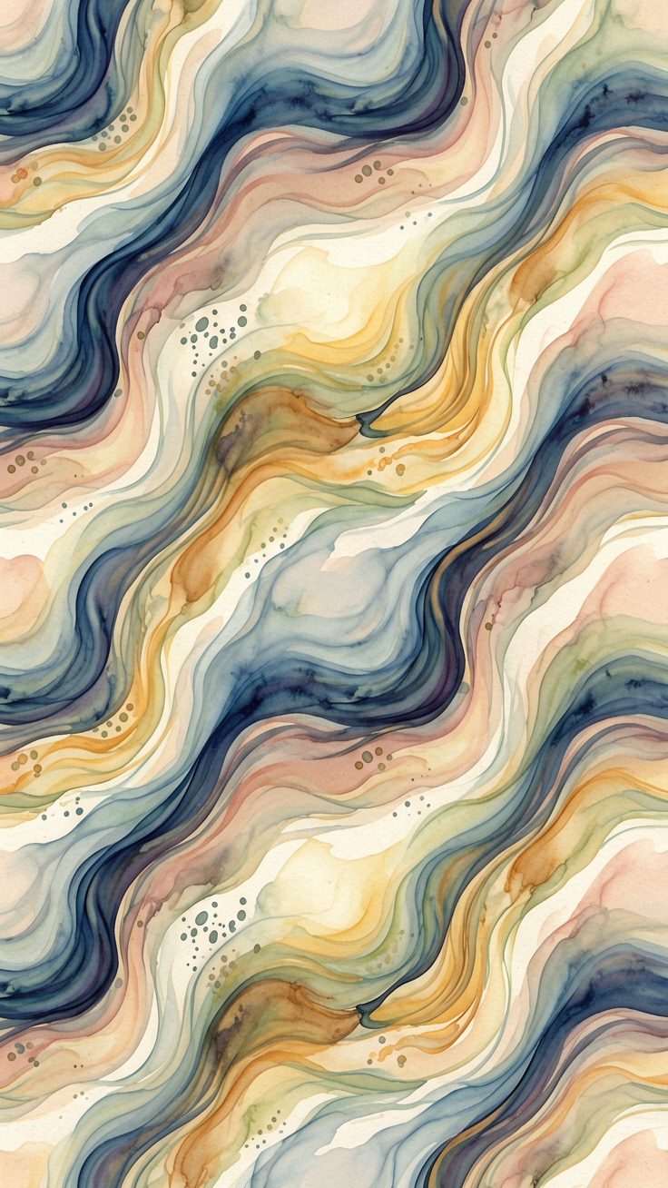This fluid abstract pattern features soft, organic curves that blend seamlessly, creating a calming and contemporary visual rhythm. The design evokes a sense of gentle movement and modern elegance.