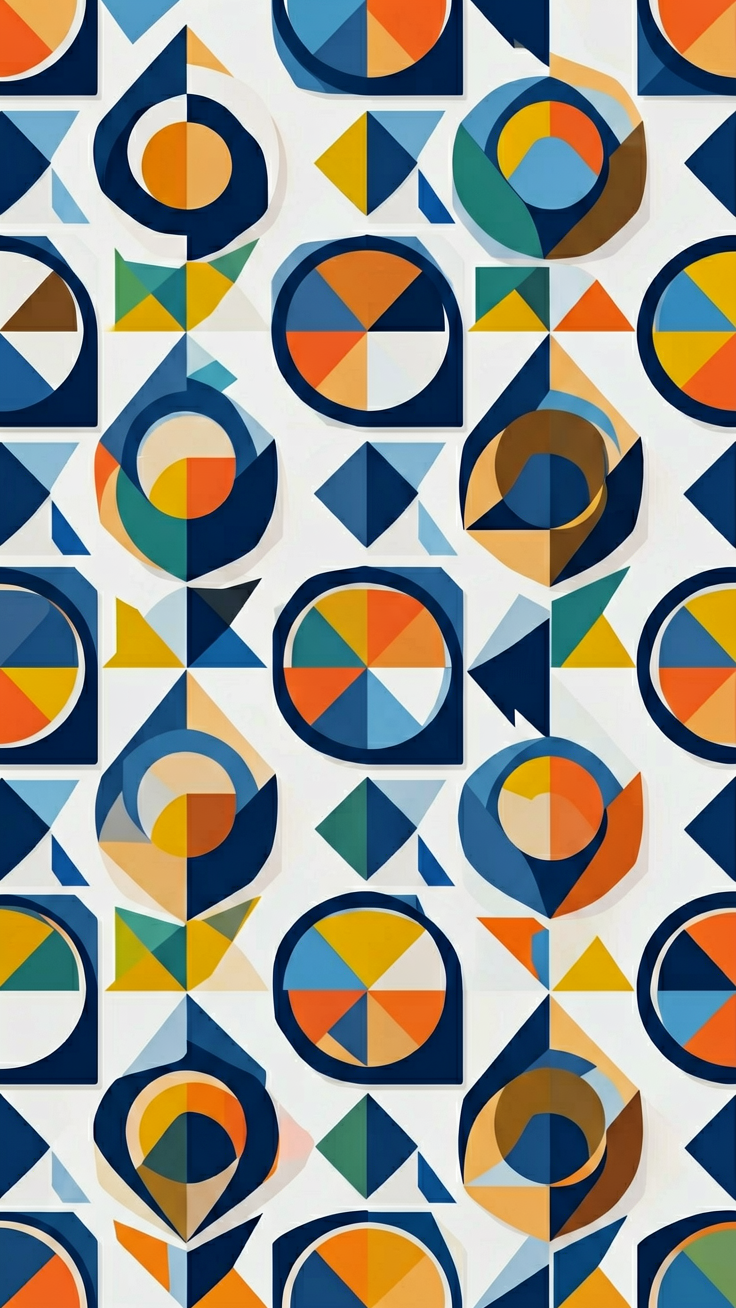 A modern pattern featuring bold geometric shapes in a clean, balanced composition, evoking contemporary sophistication and dynamic harmony.