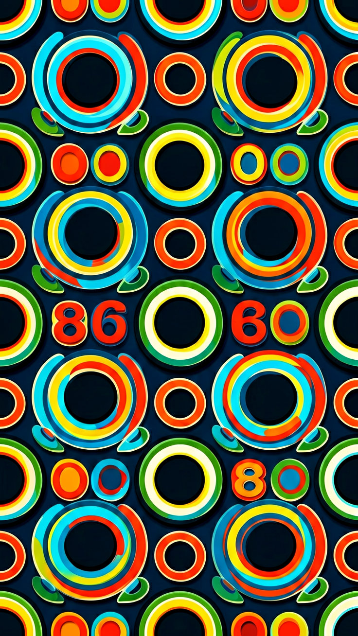 A striking pattern of perfectly bold circles and rings arranged in high-contrast geometric harmony. Clean, modern, and hypnotically repetitive.