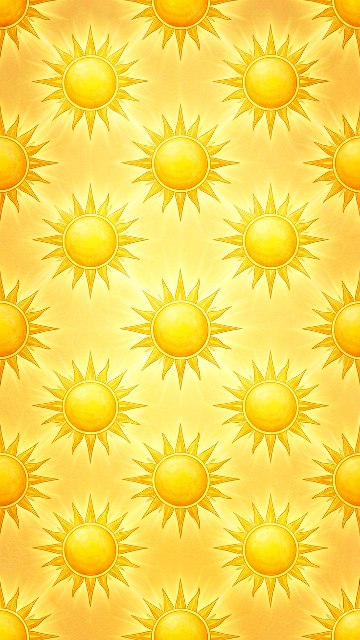 A radiant pattern featuring warm sunburst shapes and golden rays that exude cheerfulness and summer energy.