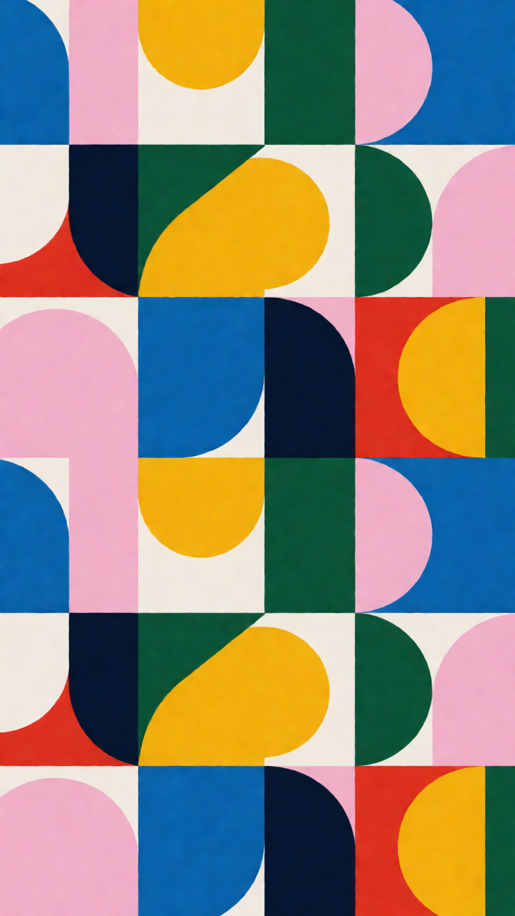 A modern pattern featuring bold geometric shapes arranged in a clean, balanced composition that exudes contemporary elegance and visual rhythm.