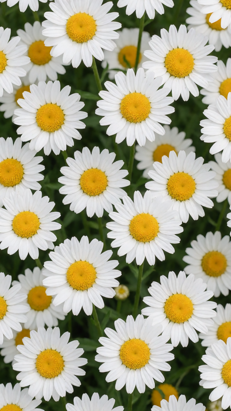 A bright and joyful pattern featuring white daisies with sunny yellow centers scattered across the design. Perfect for adding a fresh, springtime feel to any project.