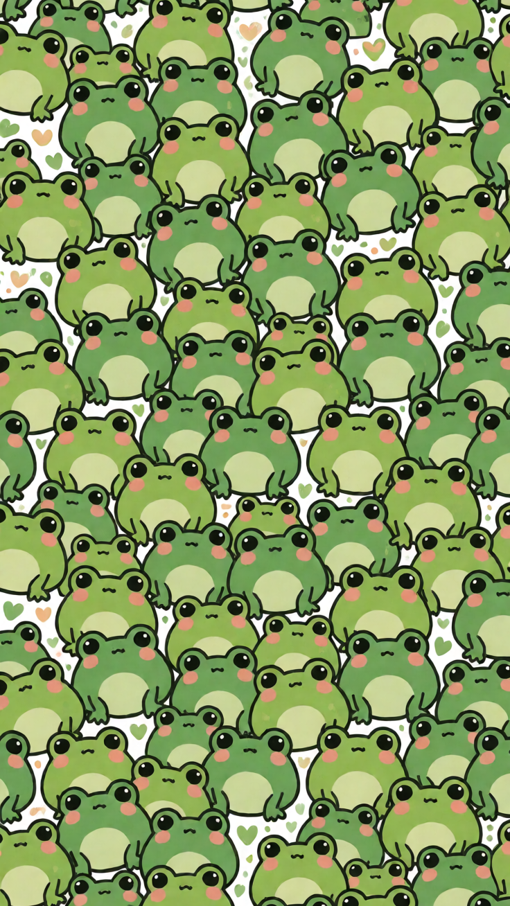 A playful pattern featuring adorable frog motifs in lively greens with whimsical doodle details. The cheerful design is perfect for crafting, textiles, and fun, nature-inspired projects.
