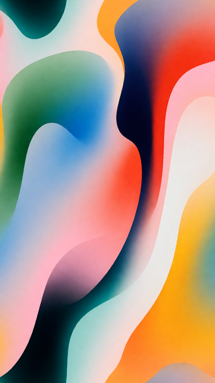 Ethereal waves of color blend into flowing organic shapes, creating a dreamy and serene atmosphere. Soft curves evoke movement and calm, perfect for contemporary design spaces.