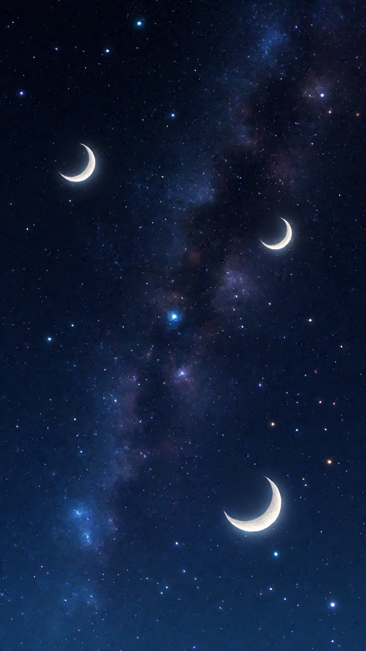 A mesmerizing seamless pattern featuring twinkling stars and delicate crescent moons scattered across a deep midnight sky, evoking a serene and magical celestial glow.