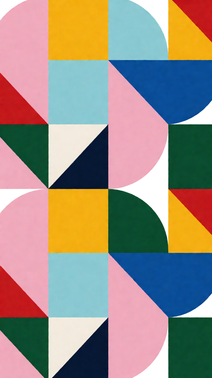 A modern pattern featuring bold geometric shapes arranged in a clean, balanced composition that exudes sophistication and visual rhythm.